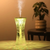 Humidificateur d'air à lumière ambiante tactile en verre chaud, veilleuse, verre transparent, rose, diamants 3D, cristal, lampe de table LED