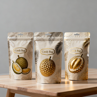 Sachet Doypack Personnalisé avec Logo Doré Estampé, Refermable à Fermeture Éclair, pour Emballage Cadeau Festif, Bonbons, Snacks et Chocolats