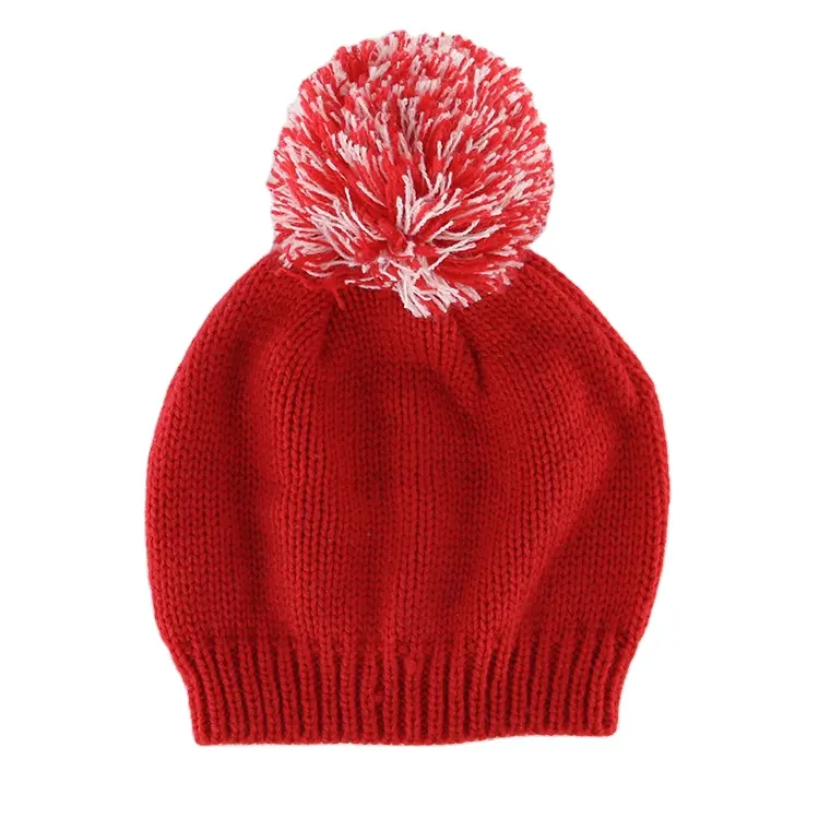 100% Acrylic Unisex Fashion Baby Winter Hat Pom Pom Beanie Custom Printed Cheap Kids Winter Hats In Bulk