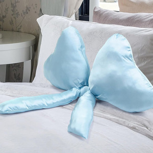 Cojín Decorativo Grande Azul, Estilo Satinado, Forma de Lazo, Cojín Coqueta para Sofá, Oficina, Lumbar, Decoración Estética, Cojín de Satén - Product Image 4