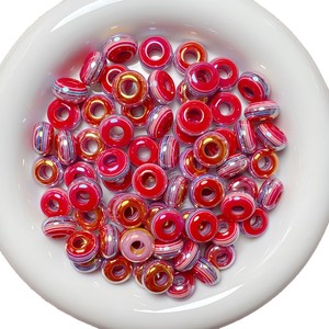 Perles abacus macroporeuses rayées arc-en-ciel colorées pour la fabrication de chaînes de téléphone portable et de bijoux porte-clés DIY - Product Image 5