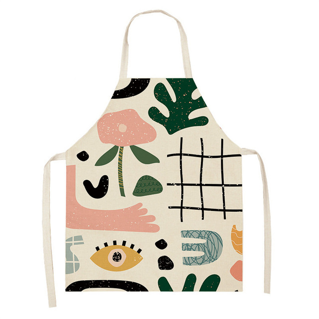 WML018 Custom Pretty Printed Sleeveless Adjustable Halter Neck Bib Apron for Kitchen Cooking Painting Drawing
