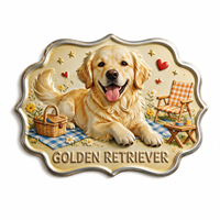 Plaque murale décorative en aluminium 3D personnalisée pour chien Golden Retriever, en relief, qualité supérieure, vente en gros, OEM