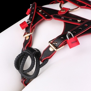 Twin-Wing Lock Oath Bearer Pants with Anal Plug Ring Chastity <b>Harness</b> with Lock Cock for Adult Penis Bondage <b>Leather</b> Underwear - Product Image 3