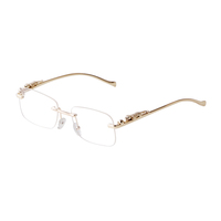 Haute qualité Vintage panthère léopard Rectangle sans monture lunettes de soleil cadre de luxe femmes métal nuances rétro hommes lunettes de soleil