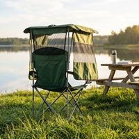 Chaise pliante d'extérieur en aluminium avec auvent, fauteuil de camping et de pêche anti-UV avec dossier pliable
