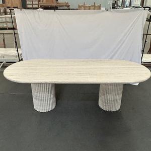 Dalles de pierre de <span class=keywords><strong>tavertin</strong></span> super blanc de luxe Comptoirs de cuisine polis sur mesure Table à manger avec travertin - Product Image 1