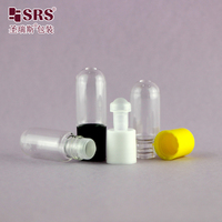 Récipient vide de flacon en verre de tube de fond rond de BLP15-3ML avec la boule de rouleau en verre de chapeau de pp noir blanc pour le soin d'ongle d'huile de cuticule