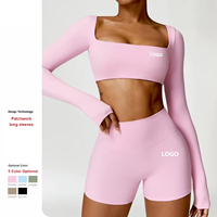 Promo! Pakaian Olahraga Wanita Berkualitas Tinggi, Baju Olahraga Lengan Panjang, Baju Fitness, Set Yoga Print - Bra Olahraga & Legging