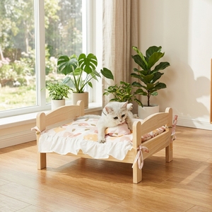 <span class=keywords><strong>Lit</strong></span> pour chien d'intérieur <span class=keywords><strong>en</strong></span> <span class=keywords><strong>bois</strong></span> surélevé <span class=keywords><strong>de</strong></span> 10 cm, motif rectangulaire uni, respirant, toutes saisons, literie amovible lavable, taille S-XL - Product Image 1