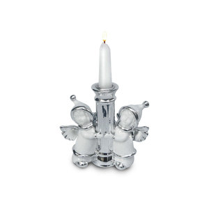 Portacandele Angelo 130 mm Decorazione Natalizia Finitura Argento - Product Image 1