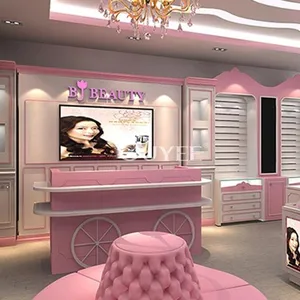 Escaparate de Perfume de madera personalizado para centro comercial, gabinete de exhibición de diseño interior, tienda de suministros de belleza, tienda de cosméticos