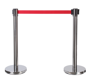 Paslanmaz Çelik Kuyruk Hattı Geri Çekilebilir Bant Bariyeri Direği Düz Taban 63mm Çap X 910mm Uzunluk - Product Image 3