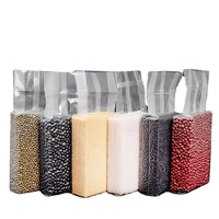 Sac d'emballage carré autoportant en plastique transparent scellé sous vide pour briques de riz et céréales, à fond plat et à coins renforcés