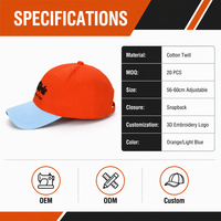 Gorra de Béisbol de Lujo Personalizada con Bordado, Bicolor, 100% Algodón Twill, Visera con Letras en Contraste, Estructurada de 6 Paneles, Ajustable, Estilo Dad