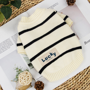 Suéter para Cães com Logo Personalizado, Ecológico, de Algodão Macio, Listrado, Casaco Elástico de Inverno para Cães Pequenos e Grandes, Respirável, em Poliéster - Product Image 4