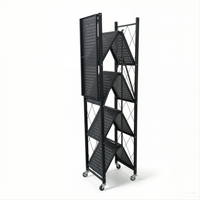 Support à plantes en fer antirouille à 5 niveaux, étagère pliable avec roulettes, montage facile, support à fleurs pliable pour salle de bain, salon