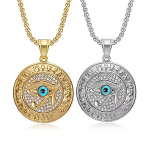 Collar con Colgante de Joyería de Moda de Acero Inoxidable, Impermeable y Antideslustre, con Diseño Geométrico de <span class=keywords><strong>Runas</strong></span> y Ojos Azules, Estilo Hip Hop, <span class=keywords><strong>para</strong></span> Hombre - Product Image 1