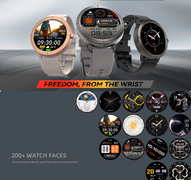 DM76 5ATM GPS Smart Watch Waterproof AMOLED Wireless Charging Smartwatch Battery Life Outdoor Compass Barometer Heart Rate