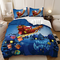 Joyeux Noël, ensemble de housse de couette Santa, rouge et noir, à carreaux, ensemble de literie à motif 3D, décoration de chambre à coucher, ensemble de linge de lit