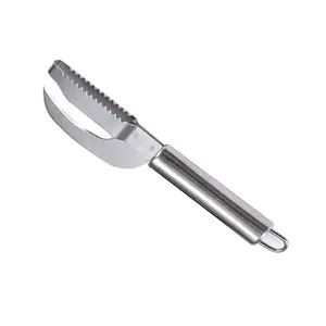 Two-In-One Stainless Steel Fish Scale Planing Knife for Fish Belly Scale Removal Essential Tool Fruit Vegetable Preparation