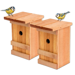 Petite maison pour oiseaux en bois naturel <span class=keywords><strong>avec</strong></span> motif animal, style tendance, fermeture à bouton, design coupe-vent, forme de trou d'arbre - Product Image 6