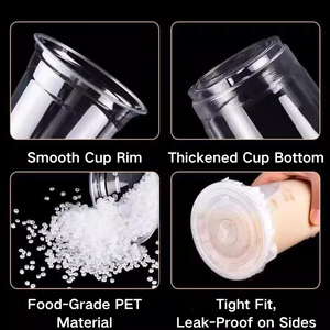 Vasos <span class=keywords><strong>de</strong></span> Plástico Transparente con Logotipo Personalizado <span class=keywords><strong>de</strong></span> Xiamen, con Tapas, para Café, Jugo, Leche, Té, <span class=keywords><strong>Boba</strong></span>, Té <span class=keywords><strong>de</strong></span> Burbujas, para Cafeterías y Tiendas <span class=keywords><strong>de</strong></span> Té con Leche - Product Image 3