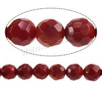 Perles de corail de bambou marin rouges teintes à facettes rondes, 7 mm, trou : environ 0,5 mm, longueur : environ 15 pouces, environ 54 pièces/brin, 738668
