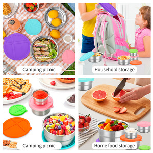 Stainless Steel Food <strong>Container</strong> 5PCS <strong>Stackable</strong> Leakproof Lunch Box Snack Cup Bento Salad Bowl Kids Home Travel Eco Safe 90-900ML - Product Image 5