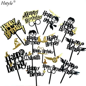 Acrílico mago Feliz cumpleaños pastel Toppers Harry Potter tema Feliz cumpleaños pastel selecciones para cumpleaños PQA280