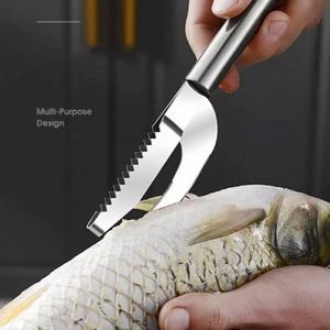 1 ud. Cuchillo 3 en 1 de acero inoxidable para escamar pescado, cortar, raspar y desespinar, herramienta de fileteado y deshuesado con dientes de sierra - Product Image 5