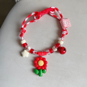 Colliers mignons pour chats et chiens, colliers pour animaux de compagnie, cordes tressées avec petites fleurs, peluches Bichon Frisé et Teddy aux couleurs dopamine - Product Image 2