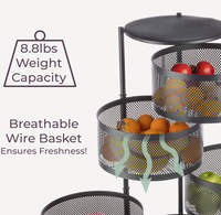 Carrito Organizador Giratorio de 5 Niveles para Cocina, Construcción Metálica Resistente, Ideal para Almacenamiento de Productos