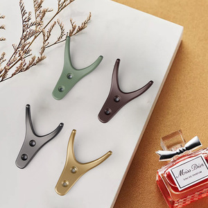 Clothing hanger - Nordic grey horn-shaped clothing hanger for use in bathroom closet door wall-mounted <b>clothes</b> hanger - Product Image 1