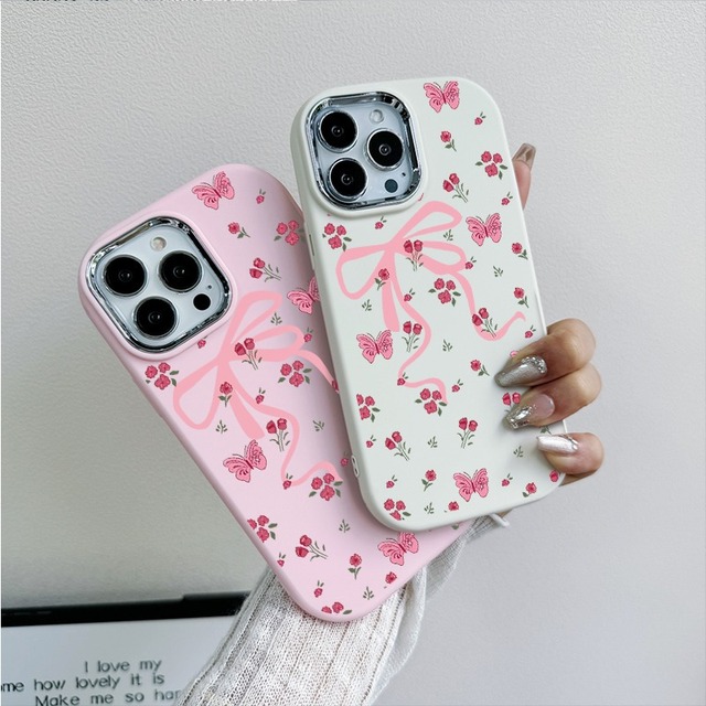iPhone 18promx Bow-knot Floral Bow-decorated Ins Style Silicone Gel Full-screen case for Iphone17 Pro 18promax 16 15 14