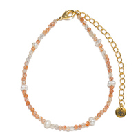 Bracelet réglable en acier inoxydable avec pierres naturelles, cristaux de guérison, tourmaline rose facettée de 2 mm, perles d'eau douce