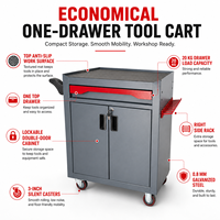 Armoire à outils roulante robuste avec 1 tiroir et rangement à double porte, coffre à outils en acier pour garage et atelier