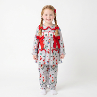 Puresun meisjes casual Koreaanse stijl gebreide op maat gemaakte rode geruite strik kerstkledingset kinderpakjes