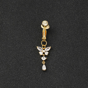 Poinçon gratuit aimant thérapie nombril bijoux cristal papillon ventre anneau nombril bouton barre balancent nombril anneau corps piercing bijoux - Product Image 5