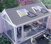 Véranda en aluminium à toit en pente avec cadre à rupture de pont thermique, verre isolant, toit triangulaire, salle de jardin, solarium personnalisé pour patio arrière