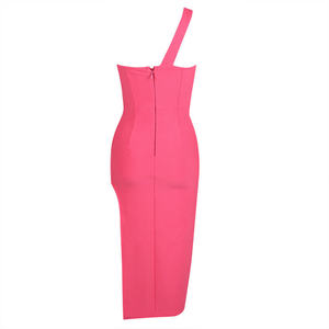 C3101 Disfraces sexy Y2k Hombro cruzado <span class=keywords><strong>Midi</strong></span> Bodycon Vestido de moda Vestidos de corte con abertura especial - Product Image 4