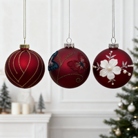 Boule de verre personnalisée de 8cm de haute qualité ornements de luxe faits à la main peints à la main décorations de Noël respectueuses de l'environnement