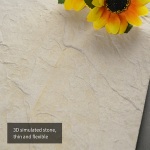 Carrelage mural flexible en texture de roche ardoise jaune, qualité A, ignifuge et imperméable pour murs intérieurs et extérieurs MCM-FSR08 - jaune dégradé - Product Image 3