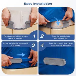 <b>Bed</b> <b>Sheet</b> Holder with Lock Straps Heavy Duty Corner Fitted Bedsheet Fasteners with Strips for Most Mattress No More Loose <b>Sheets</b> - Product Image 6