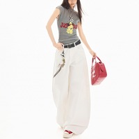 Vente en gros de jeans vintage à jambes larges pour femmes, pantalons en denim taille haute amples, esthétique grunge, streetwear Y2K, pantalon de skater hip hop