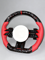 Volant en fibre de carbone forgée avec cuir rouge compatible Mercedes Benz Classe E W213, modification et amélioration de l'intérieur sport racing pour voiture