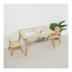 Montessori đồ nội thất trẻ em bằng gỗ cảm giác bảng với Thùng Lưu Trữ Đồ chơi bảng chơi cát và nước bảng với hộp