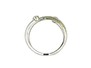 Bague double bande croisée en or blanc 18 carats avec diamants, bijou minimaliste moderne pour femme - Product Image 3