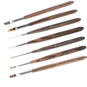 Wooden Handle Manicure Supplies Pure Nylon Nail Brush Set Tools Acrylic Gel Polish Nail Brushes Nail Art