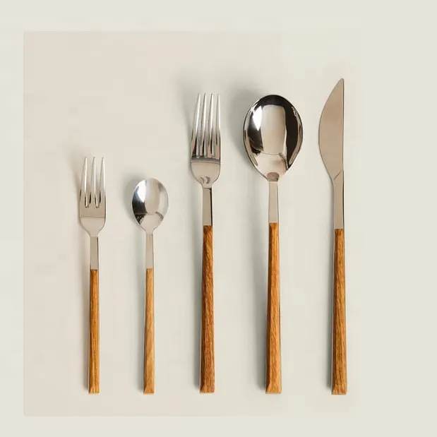 Zara Set sendok garpu 18/10, alat makan pernikahan Retro rumah dapat digunakan kembali Stainless Steel